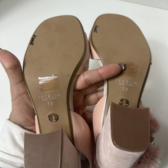 Plymouth Women's Paige Pink Faux Fur Ankle Strap Open Toe Block Heel Size 7.5 - Picture 12 of 12